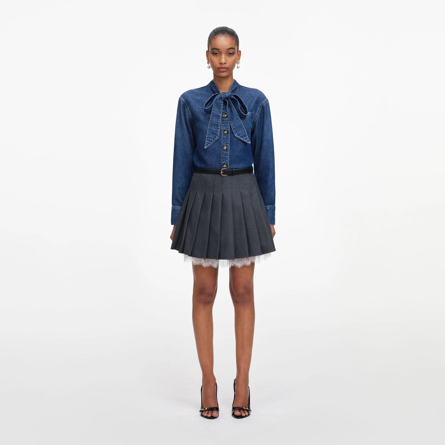 Denim Tie Neck Shirt