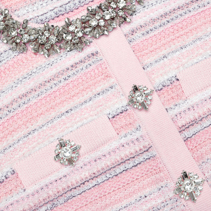 Pink Textured Knit Mini Dress