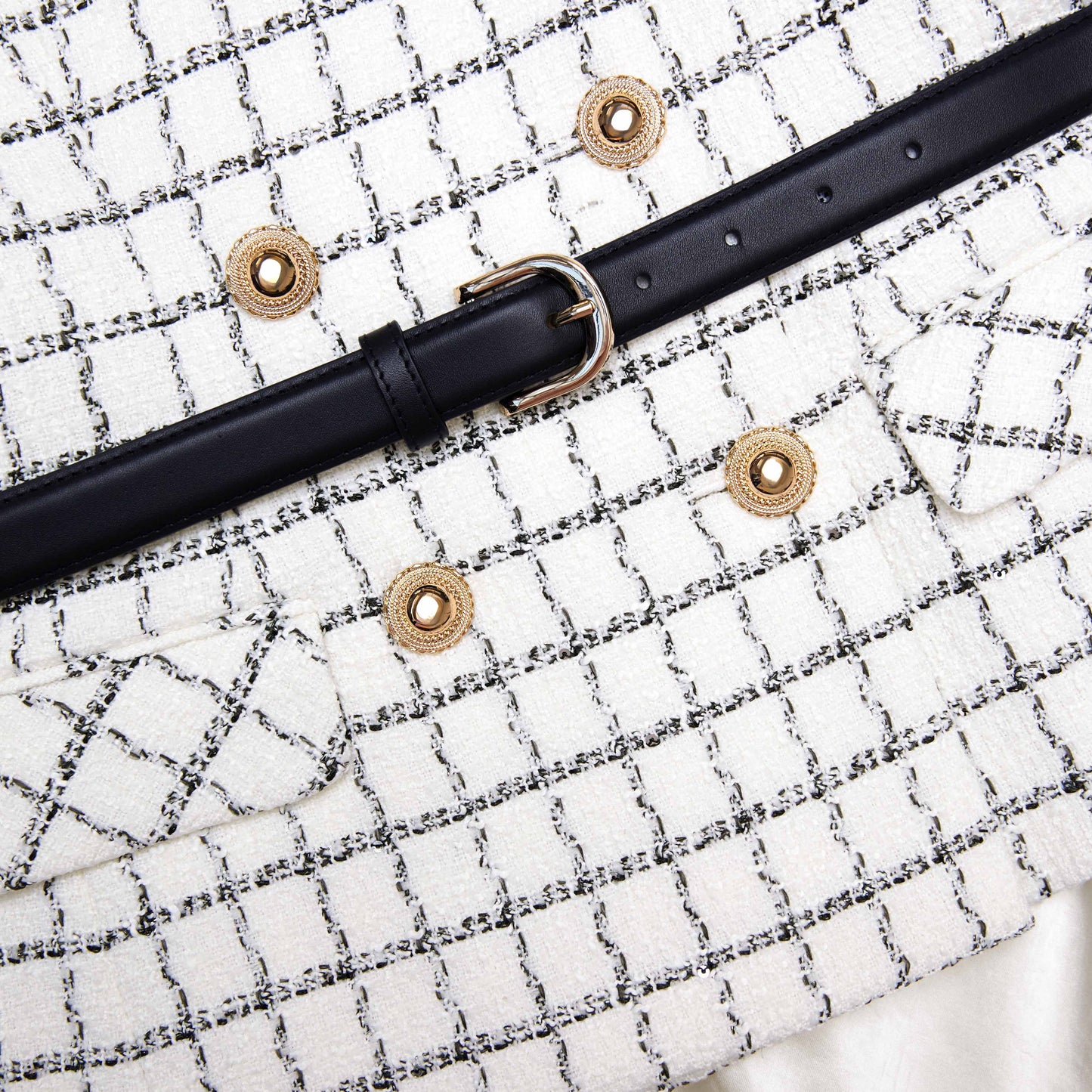 Check Boucle Midi Dress
