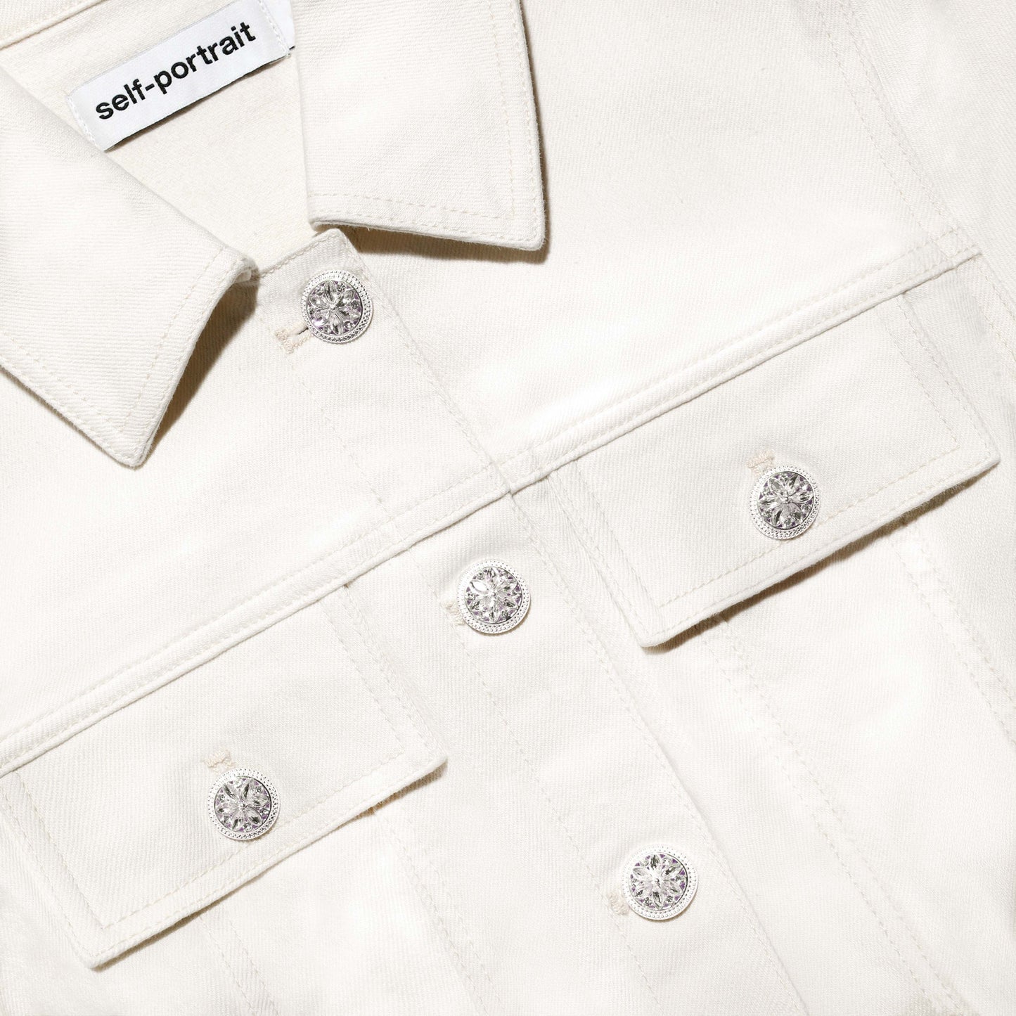 Cream Broderie Collared Denim Mini Dress