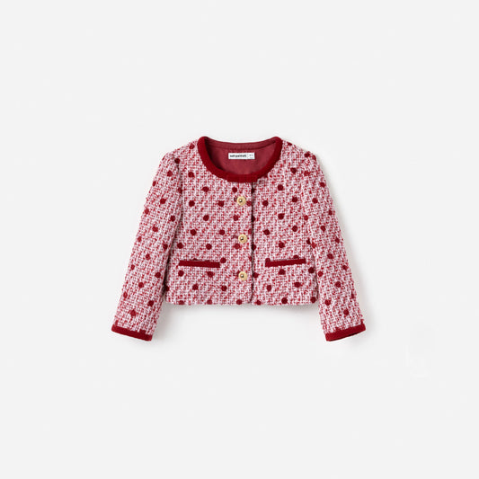 Burgundy Polka Dot Boucle Jacket