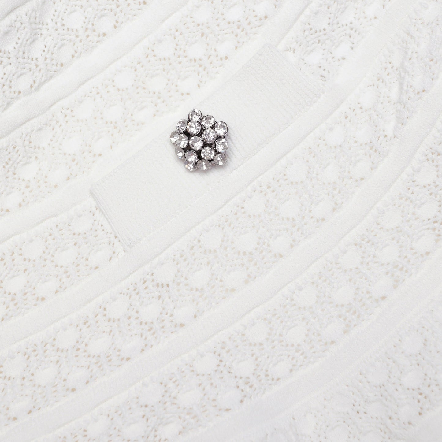 White Pointelle Knit Mini Skirt