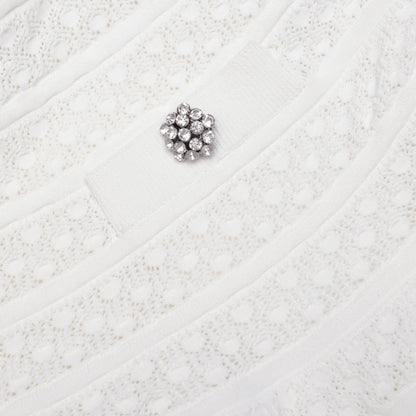 White Pointelle Knit Mini Skirt