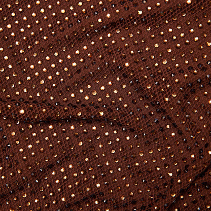 Brown Rhinestone Mesh Maxi Dress