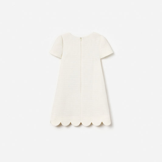 Cream Boucle Lace Bib Dress