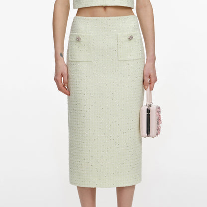 Lime Boucle Midi Skirt
