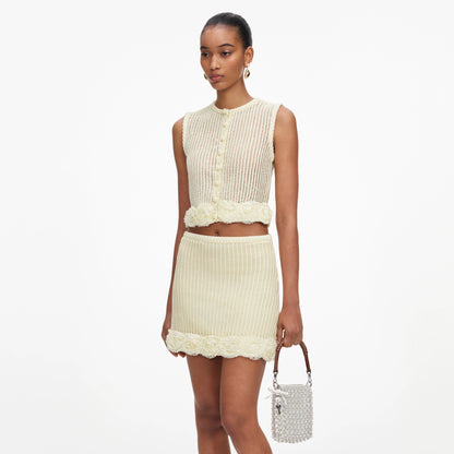 Cream Crystal Chain Mini Tote Bag