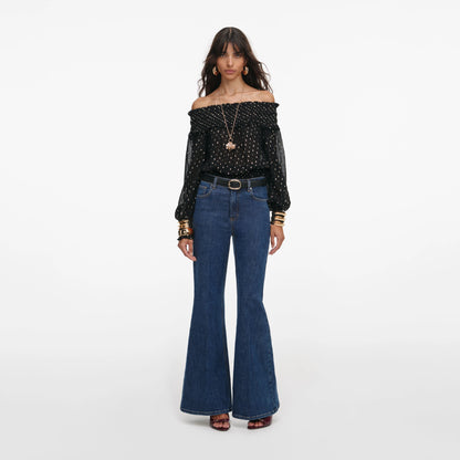 Black And Gold Chiffon Top