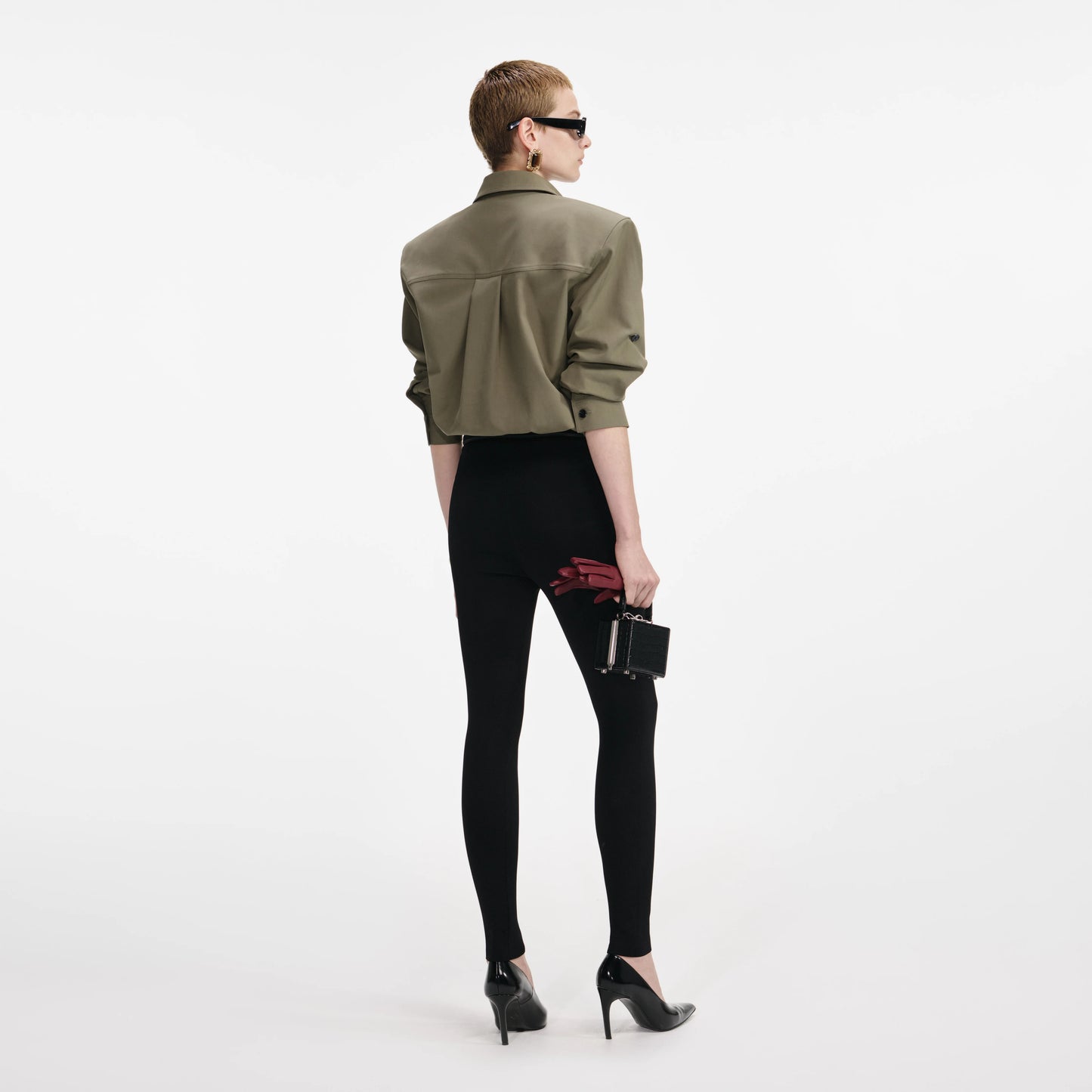 Black Belted Knit Leggings
