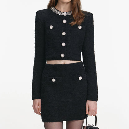 Black Knit Mini Skirt