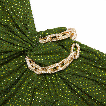 Olive Rhinestone Embellished Maxi Dress