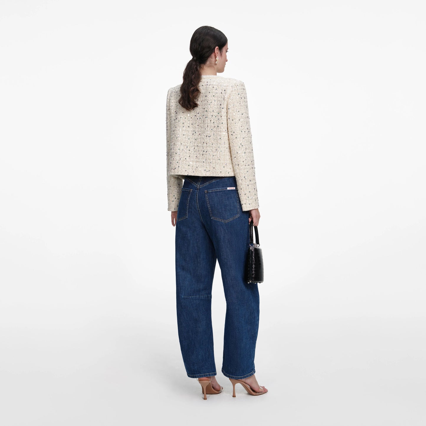 Cream Embellished Boucle Jacket