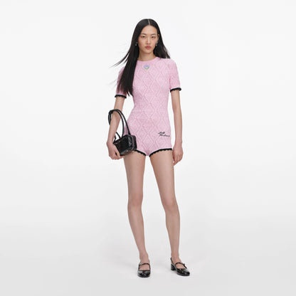 Pink Pointelle Knit Playsuit