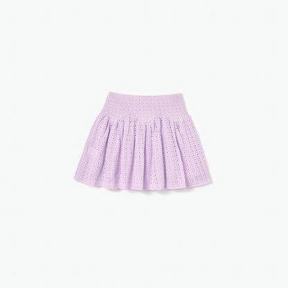 Pink Pointelle Ribbed Knit Skirt