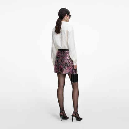 Floral Sequin Mini Skirt