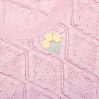 Pink Pointelle Knit Mini Dress