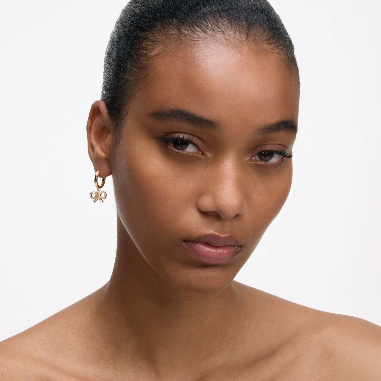 Gold Bow Hoop Earrings