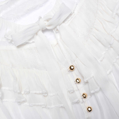 White Georgette Lace Blouse