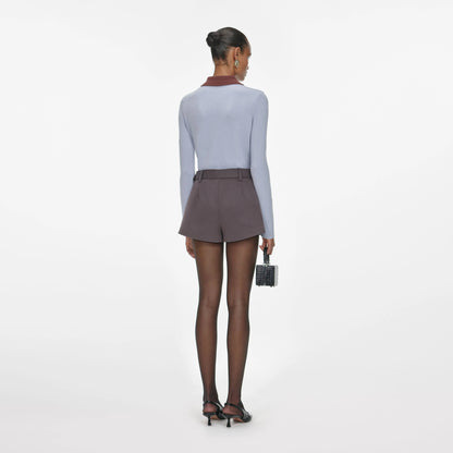Blue Contrast Collar Knit Top