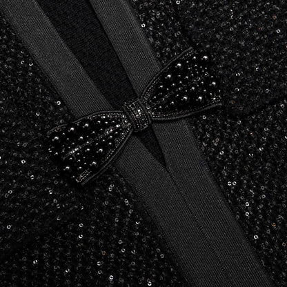 Black Sequin Knit Mini Dress