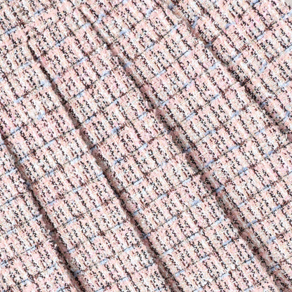 Pink Pleated Boucle Skirt