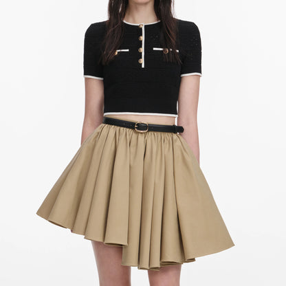 Tan Cotton Mini Skirt